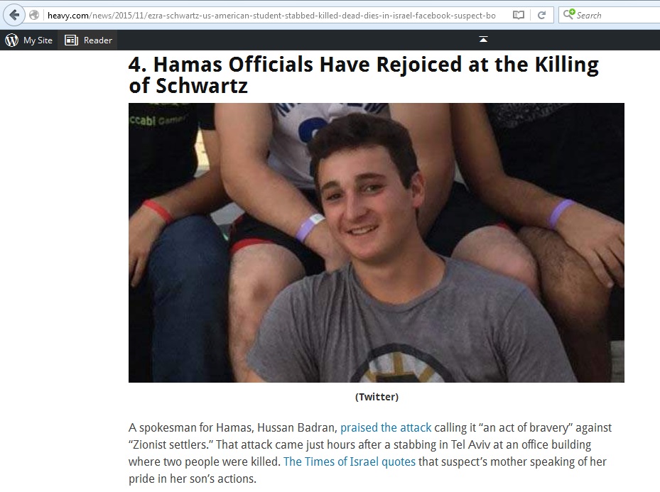 19Nov15 Heavy photo essay on Ezra murder - Hamas cheers