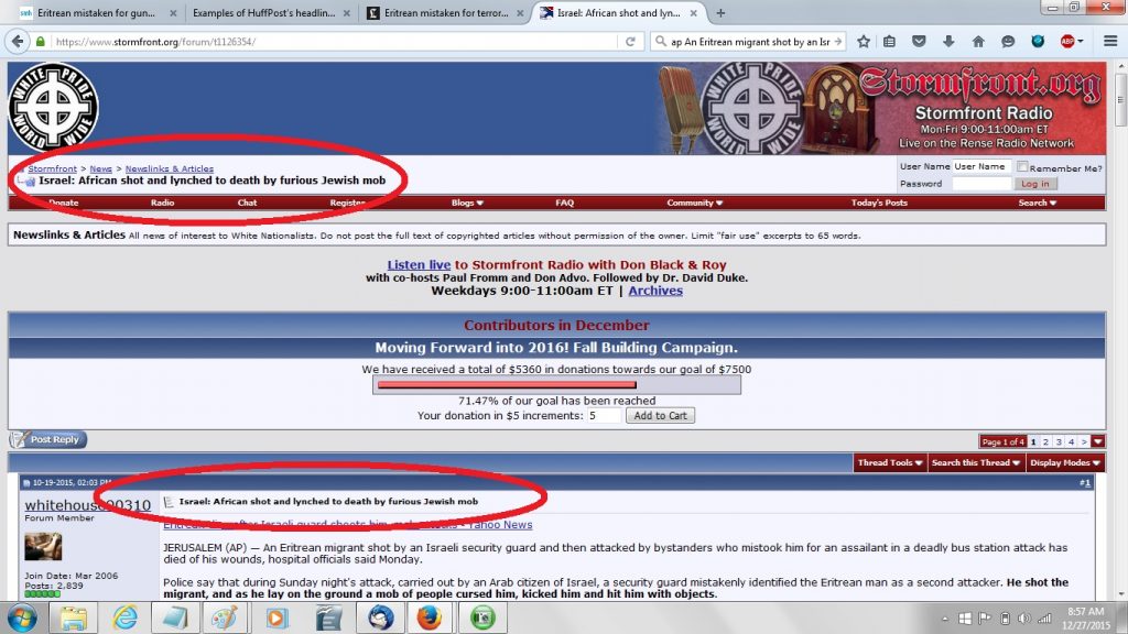 19Oct STORMFRONT EMULATED HUFFPOST re Eretrian accidentally killed