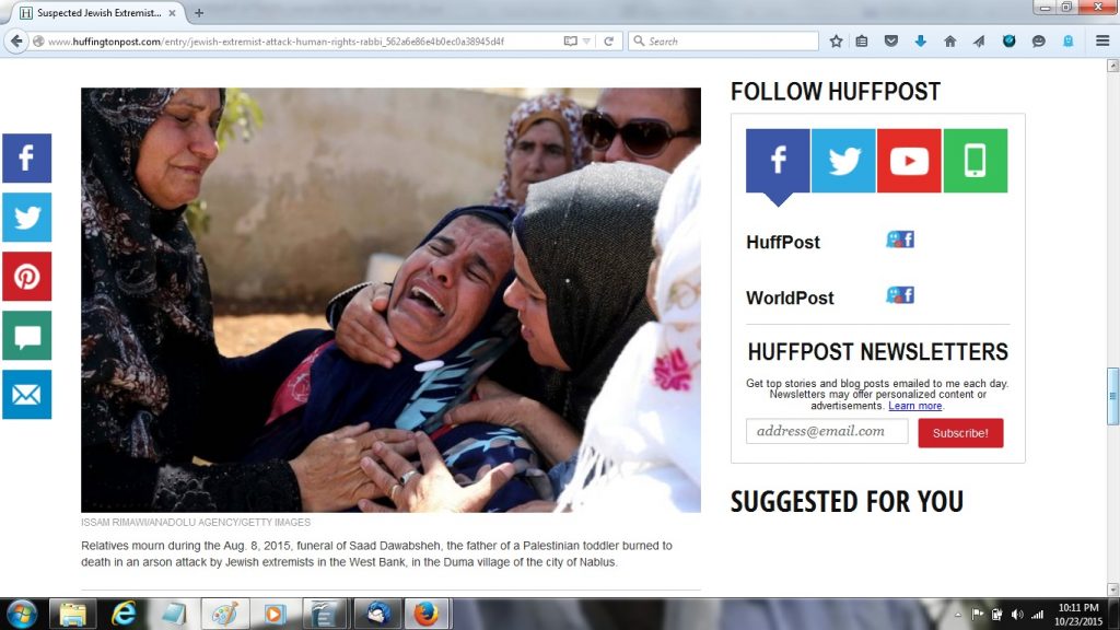 23Oct FPHL JEWISH EXTREMIST ATTACKS - storypage faces crying for dead Palestinian