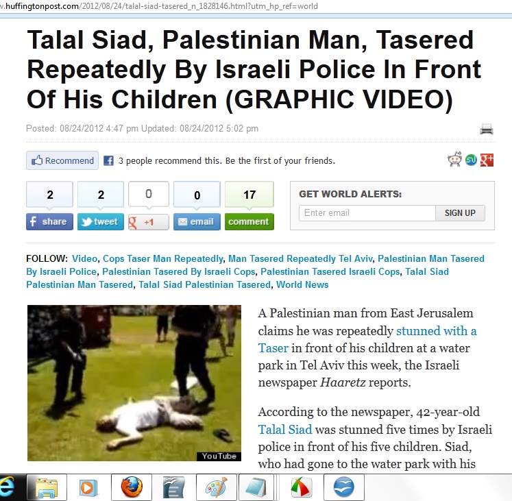 24Aug storypage Palestinian tasered by Isr Police